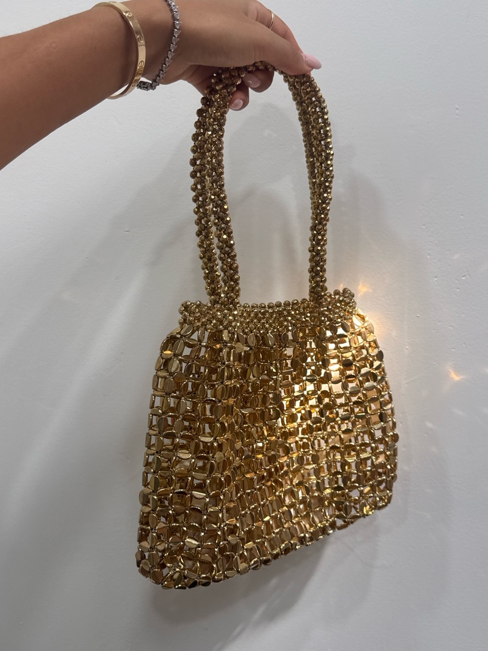 Gold Beaded Shoulder Bag – Sparkling Evening Tote